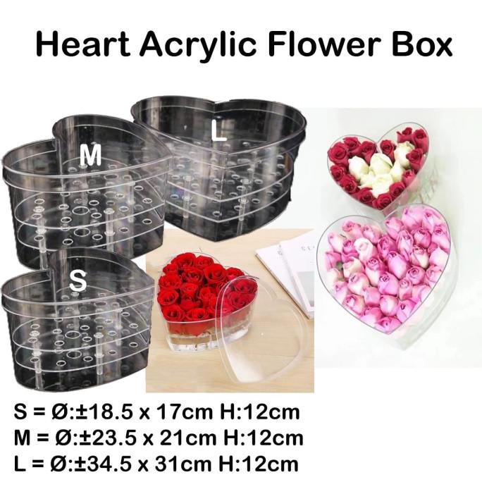 

[COD] Heart Acrylic Flower Box L - Box - Bloom Box Bunga - Hadiah - Rose [COD]