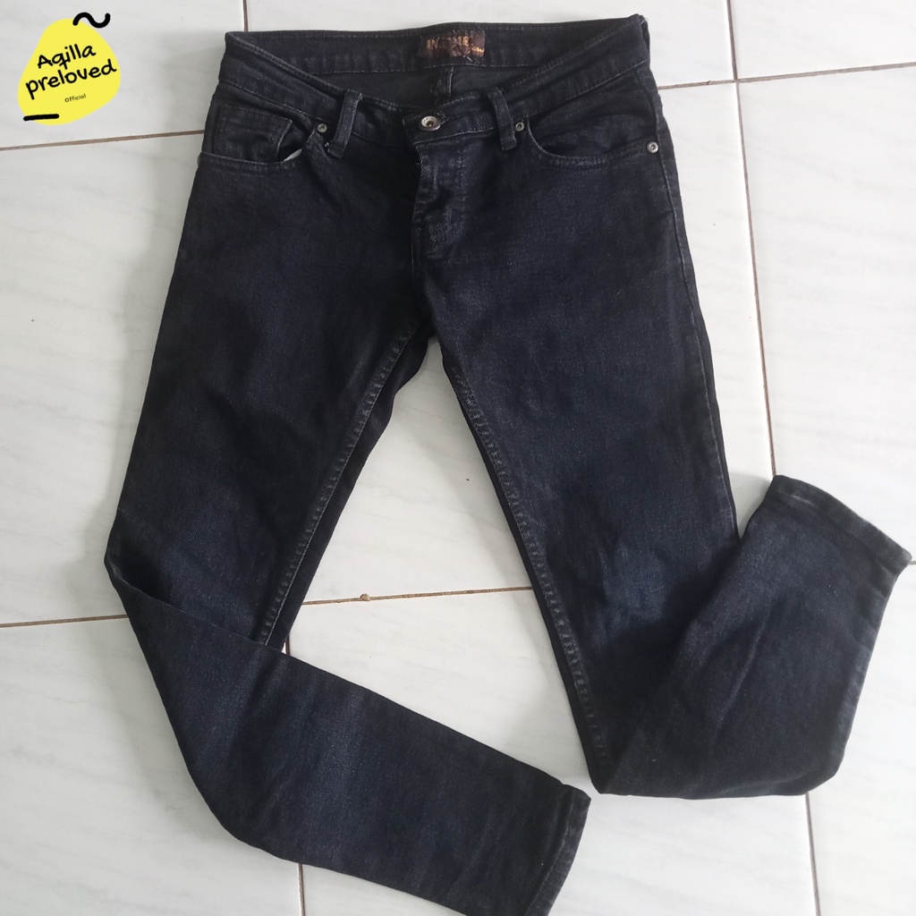 celana jeans panjang wanita preloved warna hitam bawahan celana panjang wanita bahan denim bekas mur