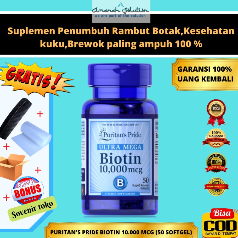 [100% ORIGINAL] PURITAN'S PRIDE BIOTIN 10.000 mcg | SUPLEMEN PENUMBUH RAMBUT | SUPLEMEN PENUMBUH BREWOK AMPUH