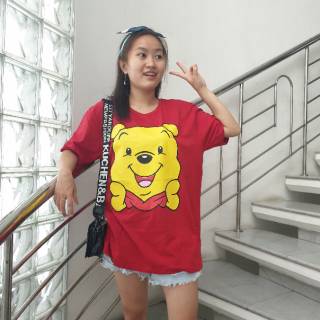  BAJU  KAOS  KATUN WINNIE THE POOH DISNEY PUTIH MERAH  CABE 