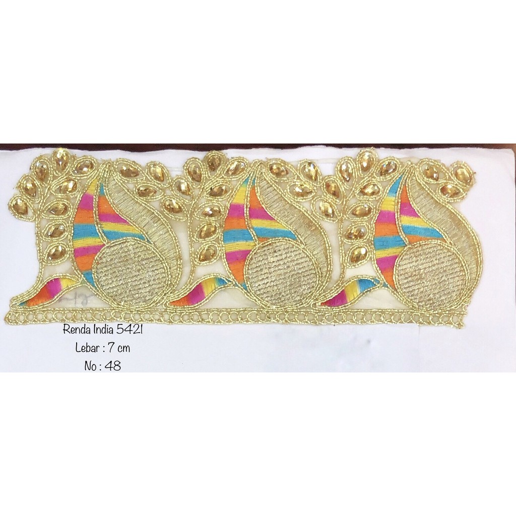 Renda India 5421, Renda Baju, Renda Bordir, Renda Giper, Renda Katun, Lebar 7,2 cm