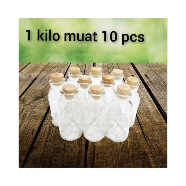 BOTOL KACA 50 / 100 ML + TUTUP KAYU /  BOTOL HIASAN / SOUVENIR BOTOL SOUVENIR KACA  + TUTUP KAYU