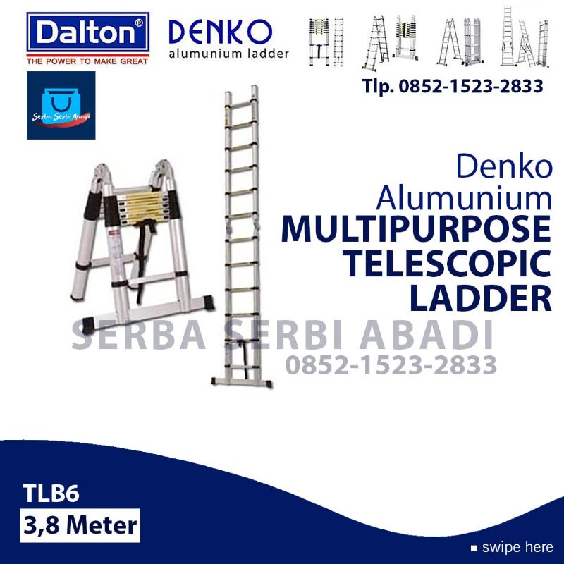 Tangga lipat double teleskopik denko 3,8 meter