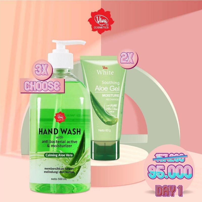 Paket 3 Hand Wash Sabun Cuci Tangan 2 Aloe Vera Gel Viva