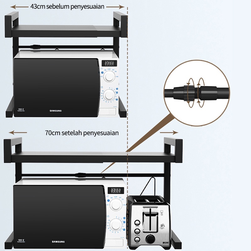 Rak Serbaguna Rak Microwave Rak Bumbu Dapur Portable Rak Panci Rak Oven Rak Besi Tempat Penyimpanan