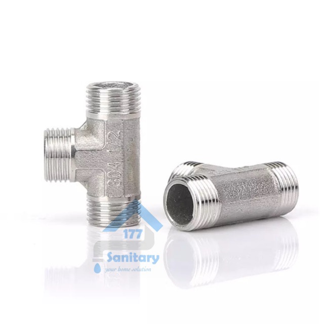 Nepel Tee Stainless 304  TS11- Nepel T Kran T shower sambungan kran pipa pipe ukuran 1/2 inch stenlis kloset closet
