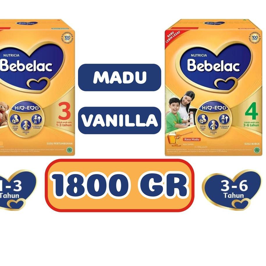 Bebelac 3 4 1800 Gram Vanilla Madu Susu Pertumbuhan Hiq Eq Kode Baru 75 Shopee Indonesia