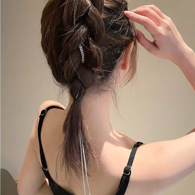 Hot Girl! Dress Mini Lengan Pendek Untuk Anak Perempuan Aksesoris Jepit Rambut Model Rantai Rumbai Aksen Berlian Imitasi