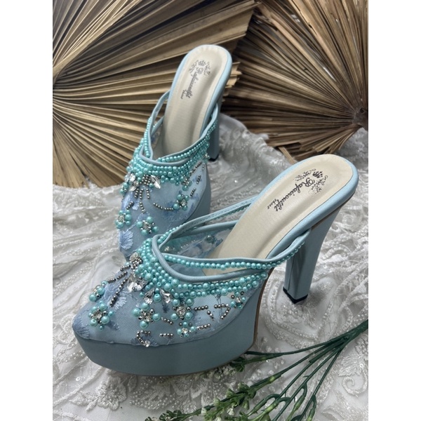 sepatu wanita pesta wedding melani babyblue 12cm