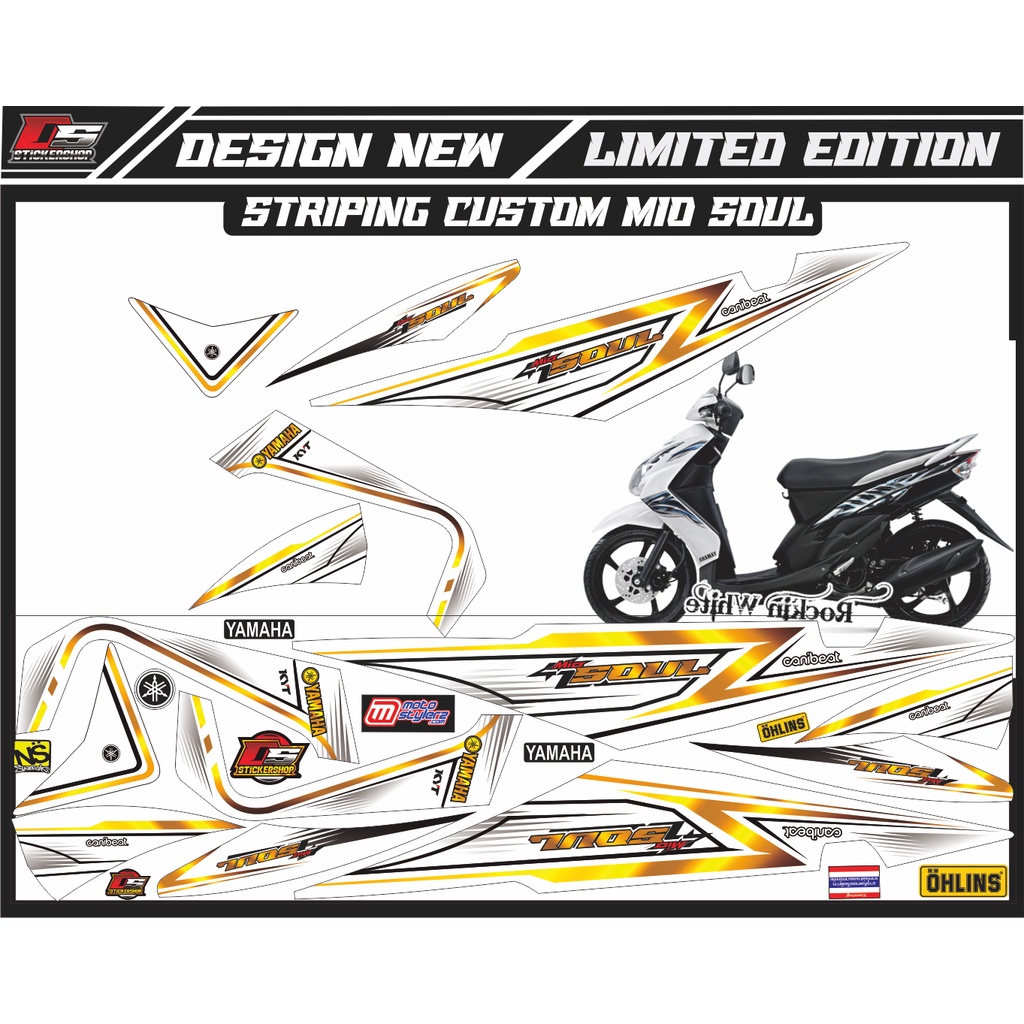 striping mio soul karbu thailand/striping mio soul variasi simple warna putih gold