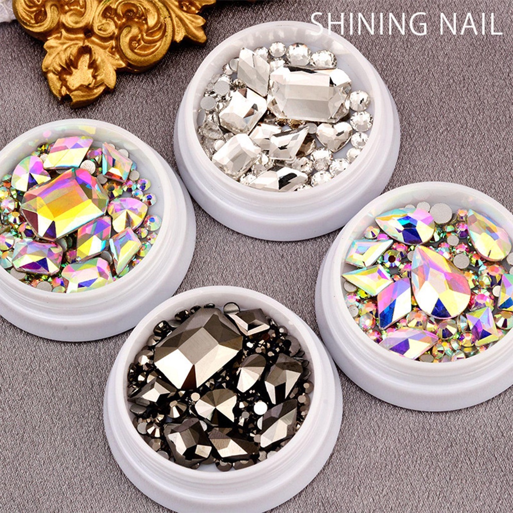 Suyo Kristal Kuku Rhinestones 3D DIY Berlian Flat Bottom