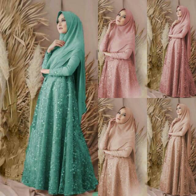 Syar'i Ariana/ Gamis Set Hijab Tile impor