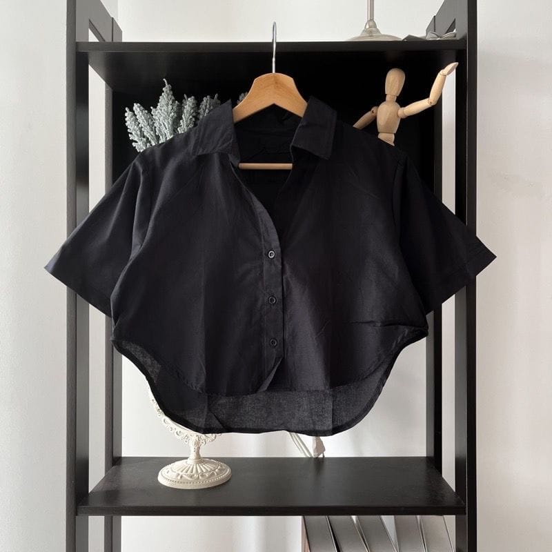 BEFAST - ZRX OOTD Kemeja Crop Top RUDYA / BALERO CROP KEMEJA BIGSIZE / Kemeja Crop Wanita / Atasan Kemeja Lengan Pendek / Pakaian Kekinian Remaja ABG / Kemeja Crop Polos / OOTD Wanita Remaja Ala Korean Style / Kemeja Wanita Modis / Terlaris / Trendy