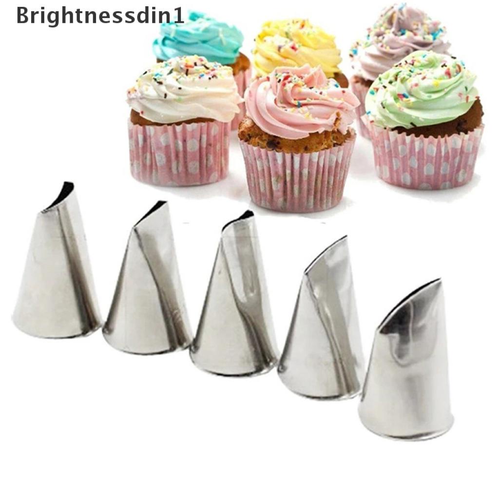 [Brightnessdin1] 5Pcs/Set Rose Petal Metal Cream Tips Cake Decorating Tools Icing Piping Nozzles  #