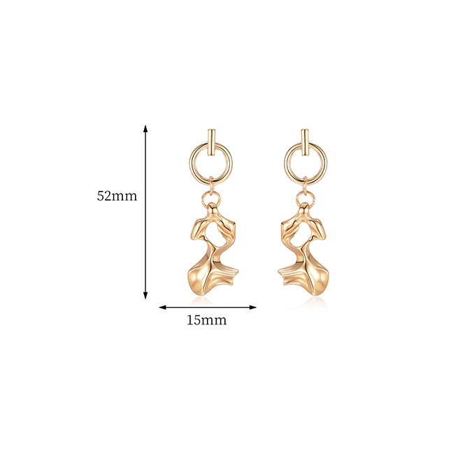 LRC Anting Tusuk Fashion Gold Zinc Alloy Geometric Earrings F69374