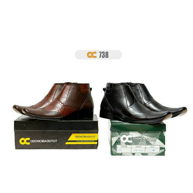 Sepatu Kerja Proyek Safety Boots Ujung Besi Kulit Sapi Asli Odoncibaduyut Hitam Formal Pria Stylish
