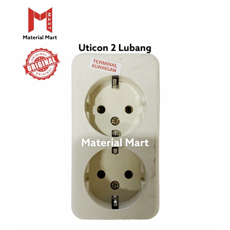 Stop Kontak Uticon 2 Lubang ST-128 | Stop Kontak Broco 2 Lubang 15321 | Material Mart