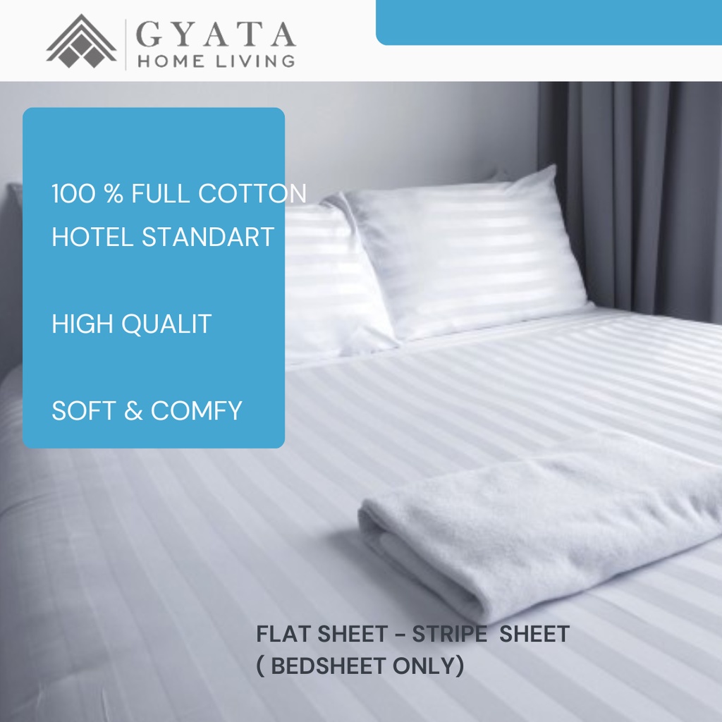 Flat Sheet Only – Sprei Hotel Putih Tanpa Karet 100% Full Cotton TC 250 TC 300 – Sprei Lembaran