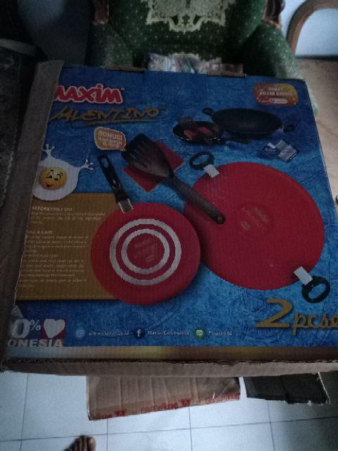 Maxim Valentino Set Wajan Teflon Spatula Sponge Murah Berkualitas