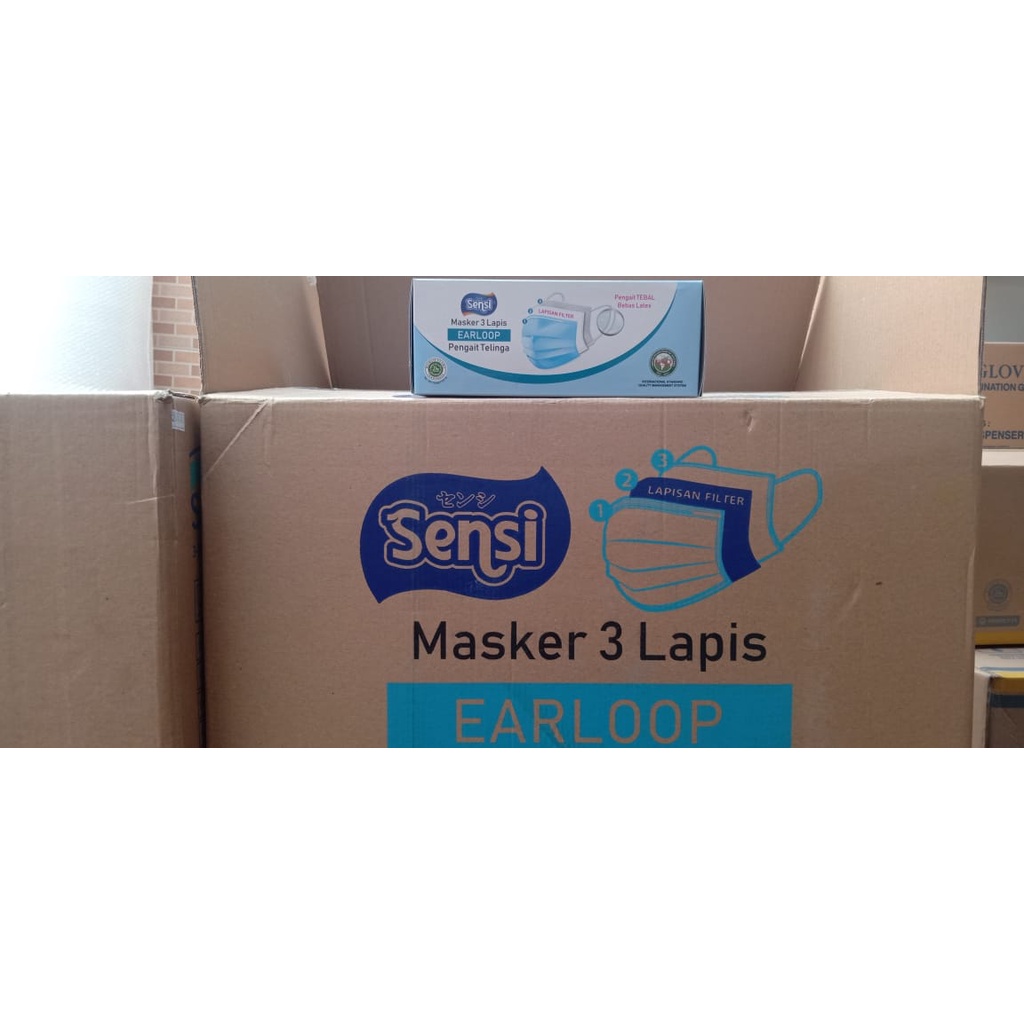 Sensi Earloop 3ply Surgical Face Mask Masker Sensi Earloop isi 40