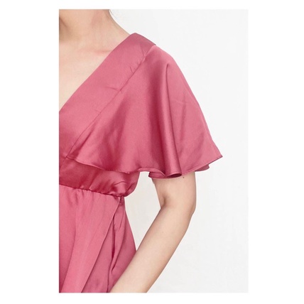 Taylor wine red flutter sleeve dres