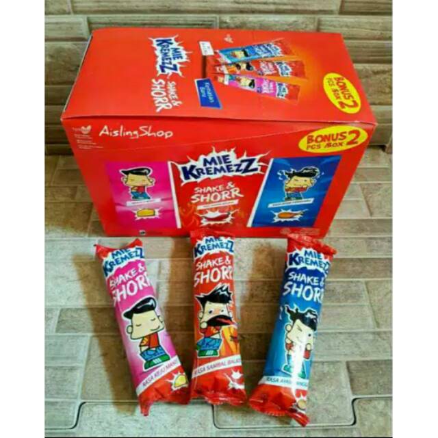 

Mie kremezz shake & shorr (1 box = 24 pcs + 2 pcs) mie kremes