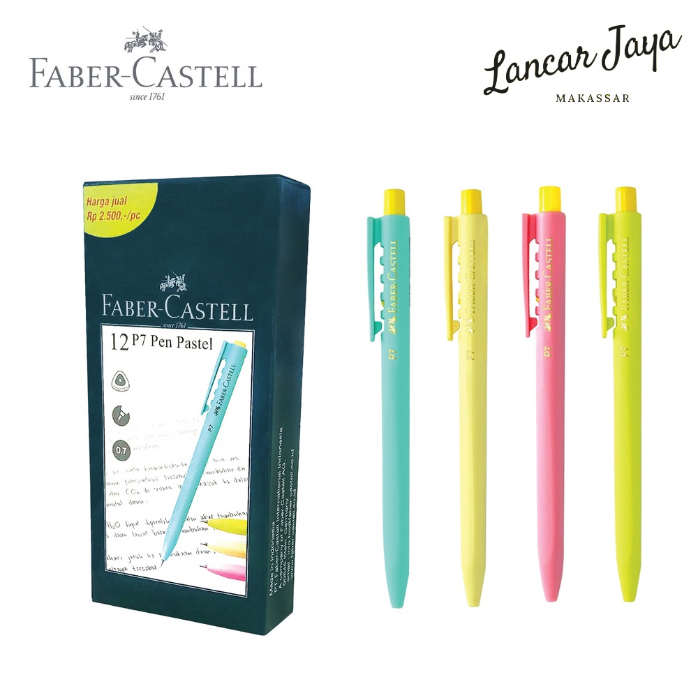 

[1 BOX / 12 PCS] FABER CASTELL Ballpen Pulpen P7 0.7mm Pastel Barrel