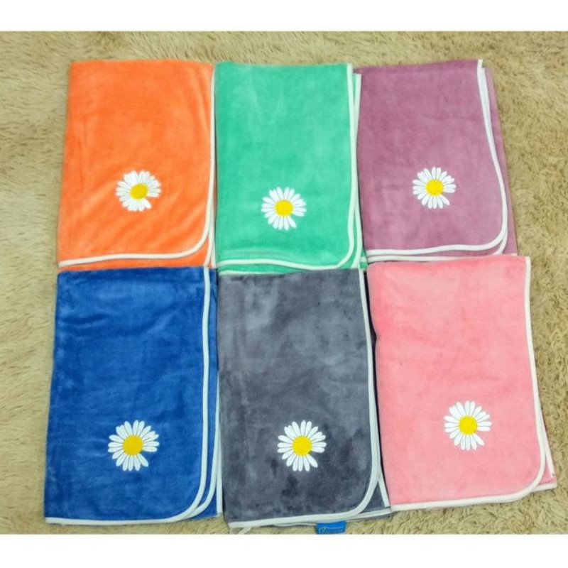 KUP - COD HANDUK MANDI BORDIR BUNGA MATAHARI  70 CMX140CM / HANDUK DEWASA / HANDUK MICROFIBER IMPORT