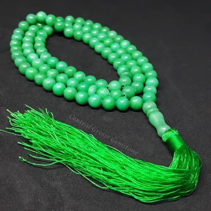 TASBIH BATU NATURAL GREEN JADE GIOK 99 BUTIR ORIGINAL Limited