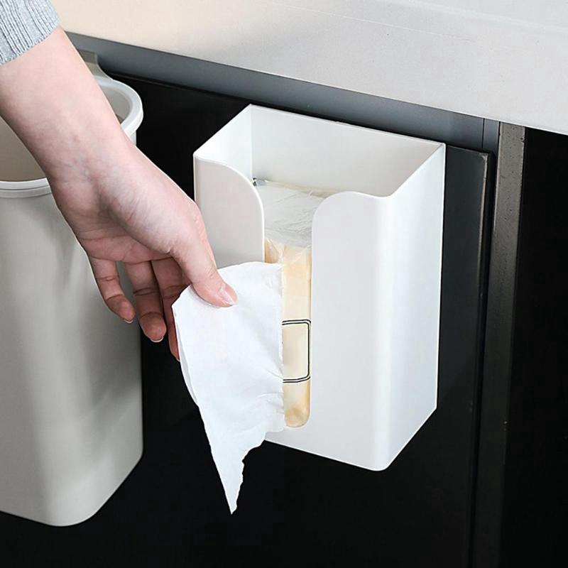 Portable Self-adhesive Wall-mounted Tissue Case / Baby Wipes Paper Storage Box / Hanging Organizer Tissue Box