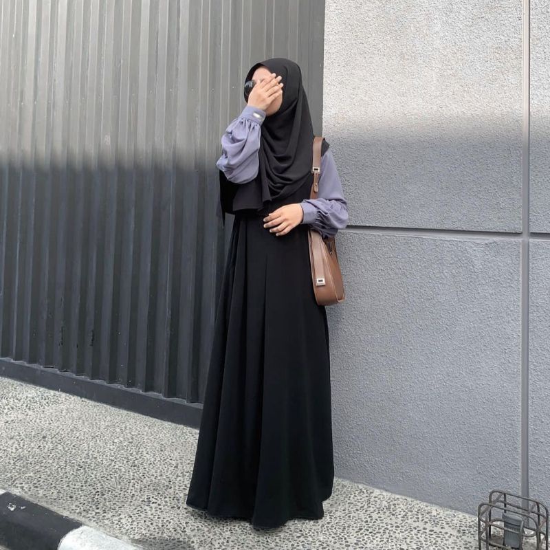 ZayenaCiamis Gamis Abaya Hitam Premium Shania Abaya Bahan Fortazela by Zayena Indonesia