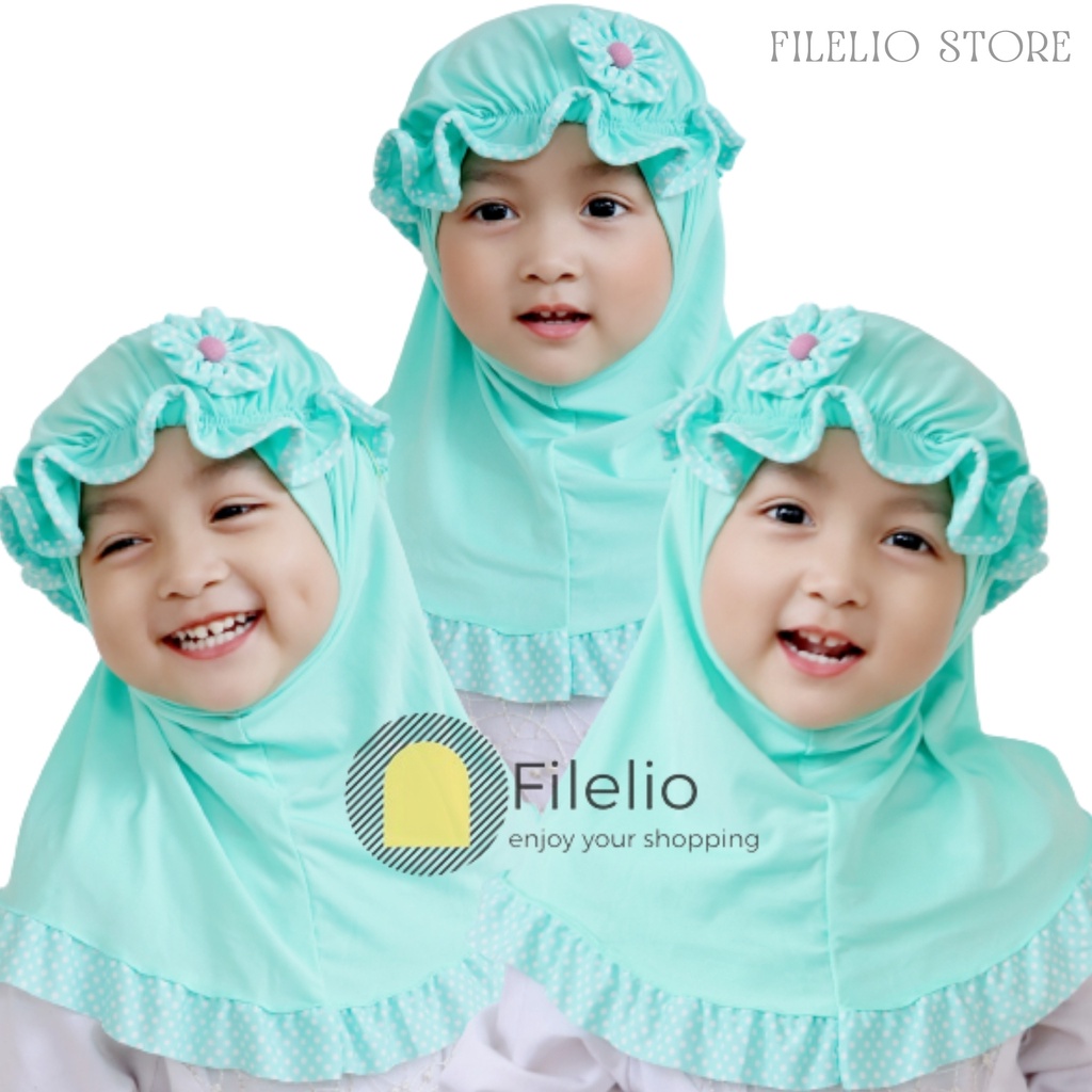 TERMURAH Hijab Anak Perempuan Topi List Polka Jilbab Anak Anak Kerudung Bayi Murah Krudung Anak