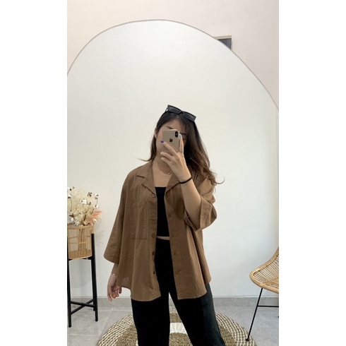 YURI linen shirt - kemeja wanita oversize