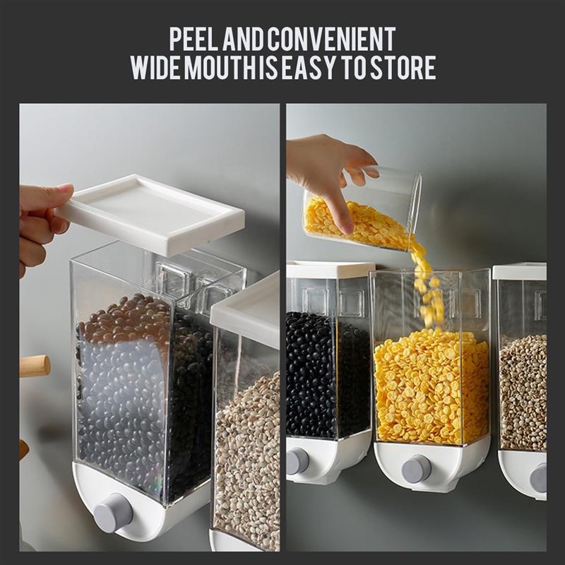 Dispenser Makanan Ringan Tempat penyimpanan makanan dinding Dispenser beras sereal gandum kacang kopi Organizer Cereal Dispenser Wall 1500 ml