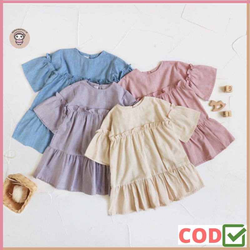 Afsheenastore Dress Anak Bahy Tunik Ruffle Anak Ready Size L
