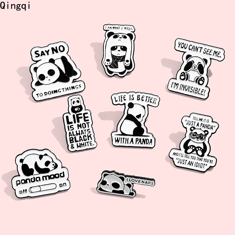 Bros Pin Enamel Bentuk Kartun Panda Lucu Untuk Hadiah