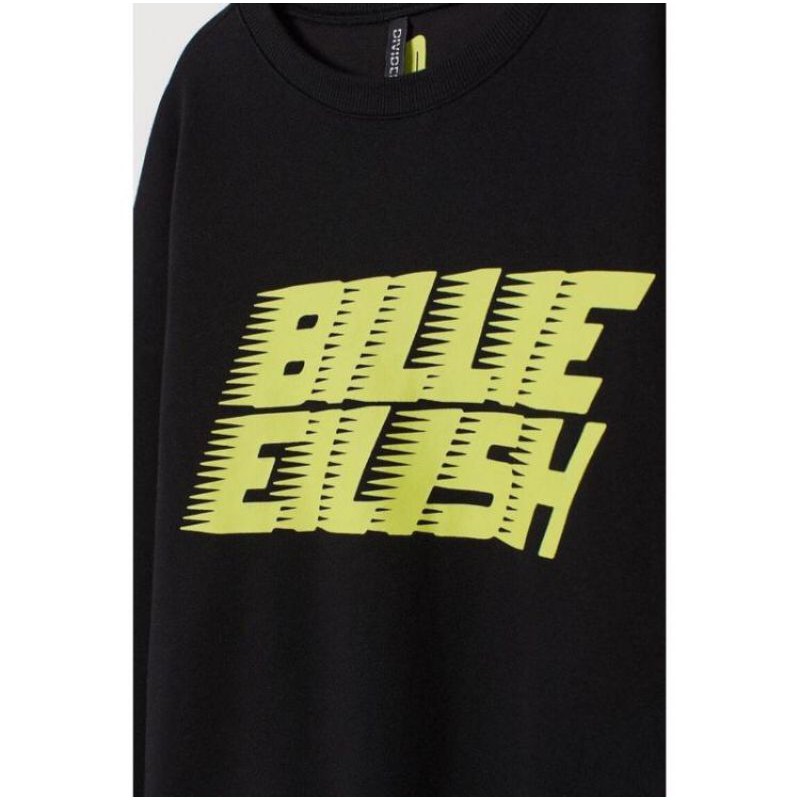 Crewneck Billieeilish Black Chest Printed By Hnm