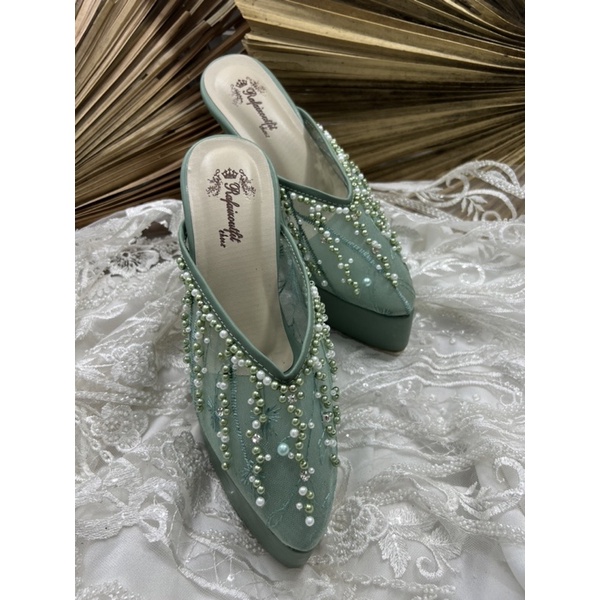 sepatu rafaizoutfit wedding wanita Yesika sage green 12cm