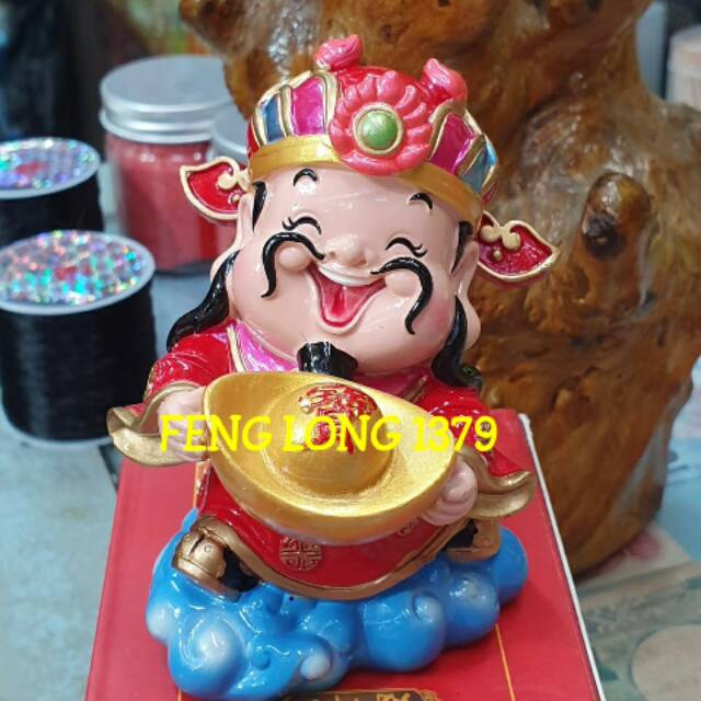 Patung Dewa Cai Shen Da Yuan Bao Fiber Mini | Patung Miniatur Cai Shen