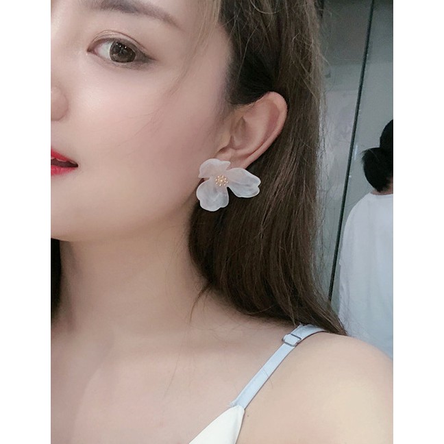 LRC Anting Tusuk Fashion Acrylic Flower Alloy Earrings K44525