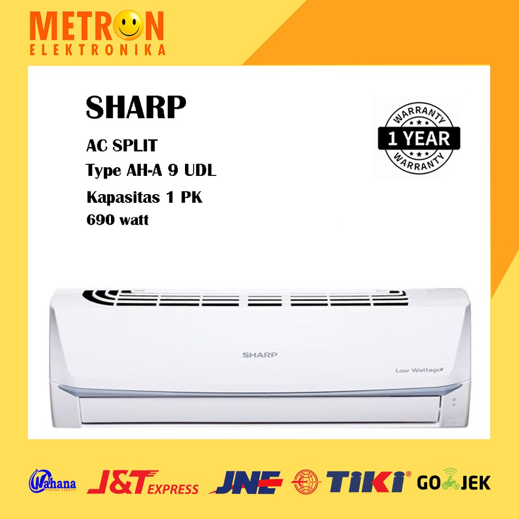 SHARP AH-A 9 UDL / AIR CONDITIONER AC 1 PK LOW WATT 690 WATT FREON R 32 / AHA9UDL