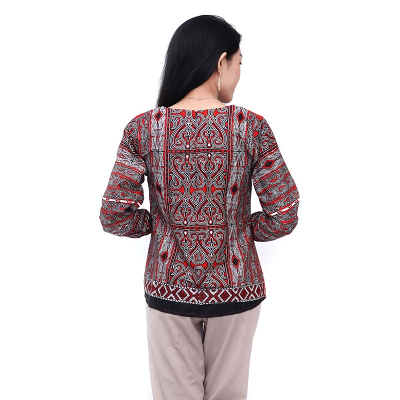 Atasan Batik Wanita Motif Tenun Unique - Blouse Batik Wanita - S-M-L-XL-XXL-3L-4L-5L-5