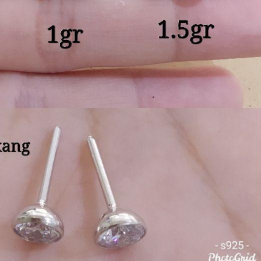☺ GIWANG/ANTING TUSUK MATA SATU PERAK S925 LAPIS MAS PUTIH ❈