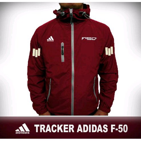 Jaket Tracker Waterproof Windbreaker Adidas F-50 Maroon
