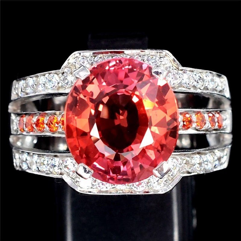 SEUSUK  Cincin Kawin / Tunangan Hias Batu Ruby Natural Warna Silver untuk Wanita