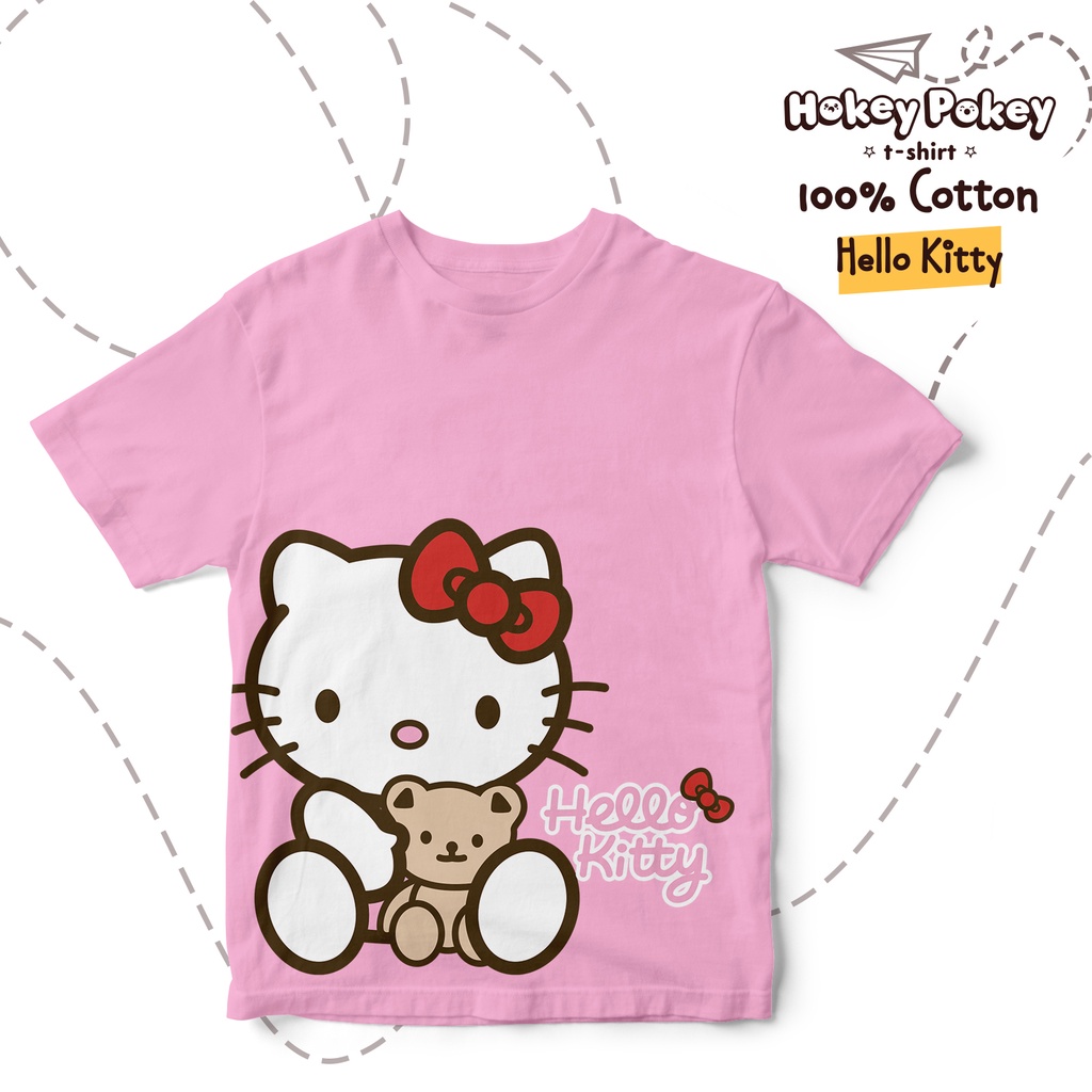 Baju Kaos T Shirt Anak Perempuan Katun Combed Motif Hello Kitty