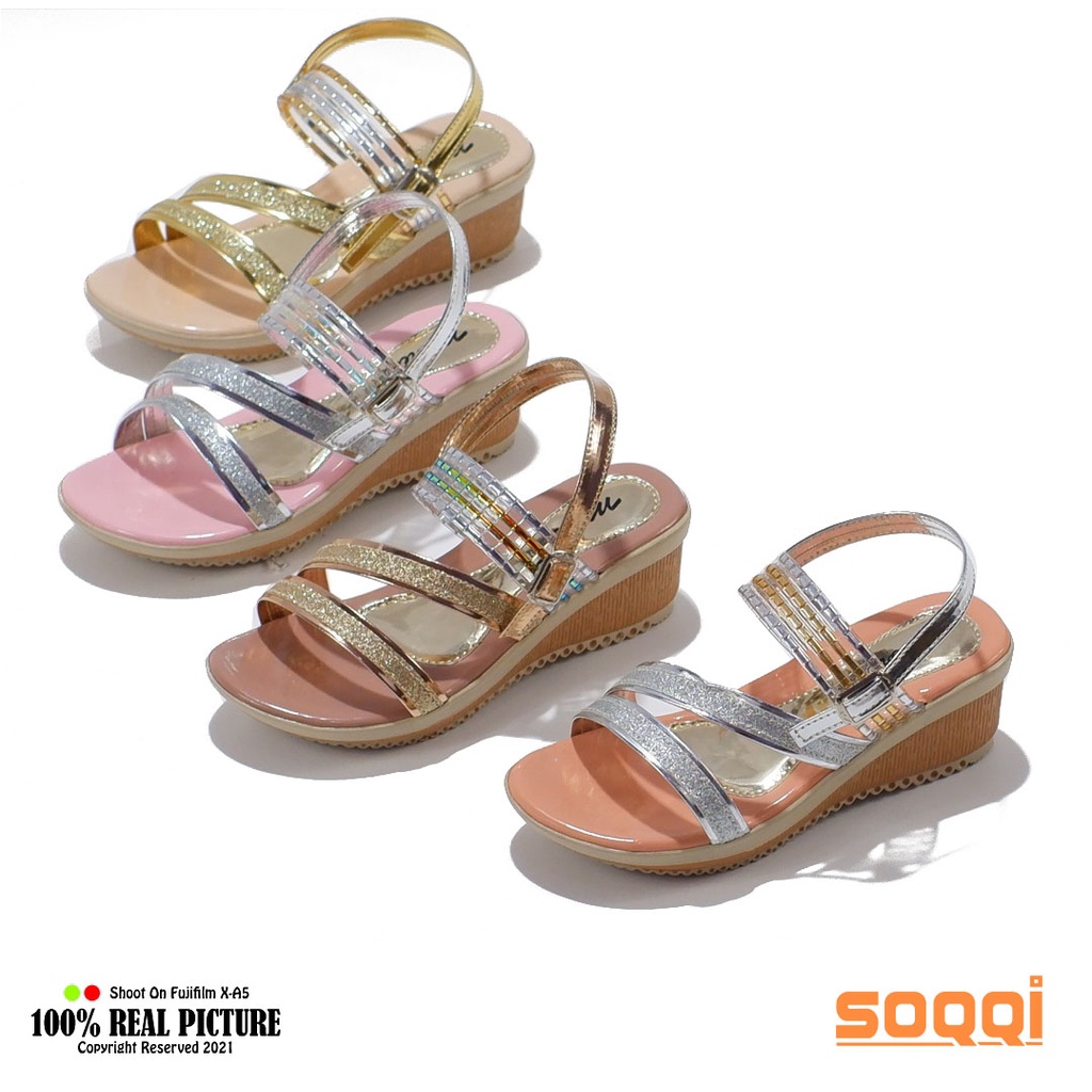 Sendal anak cewek tali belakang wedges hak rata original sandal anak-anak perempuan tinggi 3 cm model casual pesta untuk lebaran branded terbaru Morichi AT03 promo cod keren murah 26-35