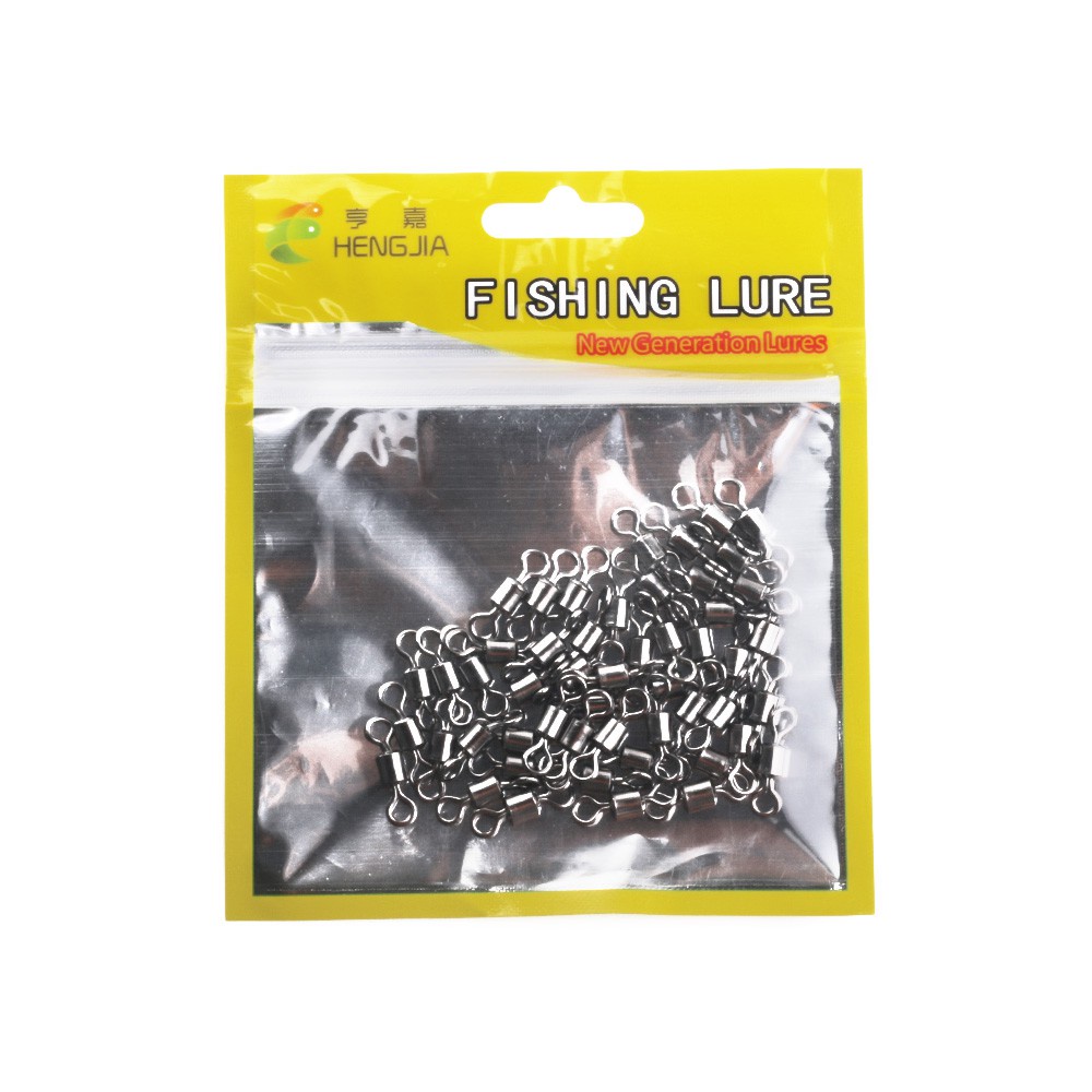 HENGJIA 50Pcs/Bag Pancing Rolling Swivel Fast-lock Snap Ball Bearing Fishing Connector Swivel Clasp Fishing Gear