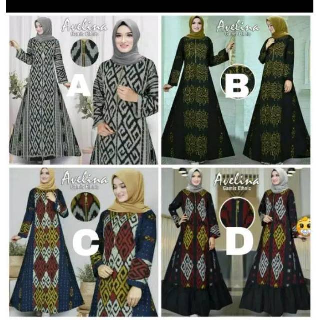 Gamis tenun full furing/trikot