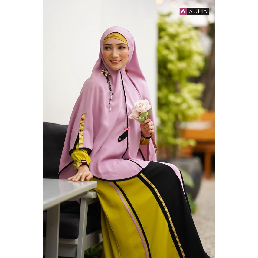 SET GAMIS NEW HAFLANI NEON GREEN AULIA FASHION SET HIJAB BUSANA MUSLIM MUSLIMAH SYARI BEST SELLER